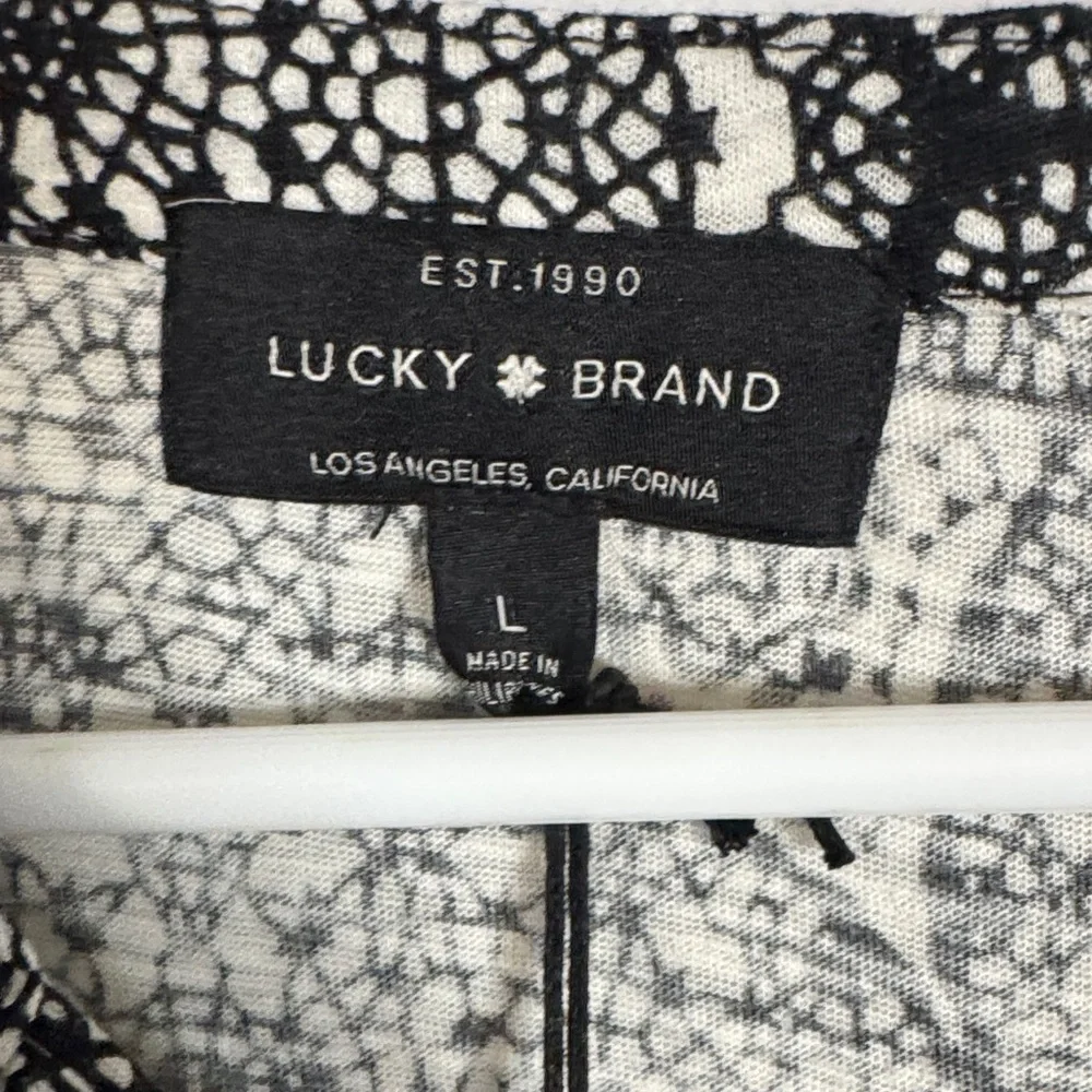 Lucky Brand NWT Button Down Black and White Geometric Women's Top Large